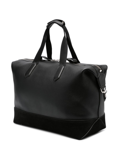 Tom Ford Logo-patch Pebbled Holdall In Black