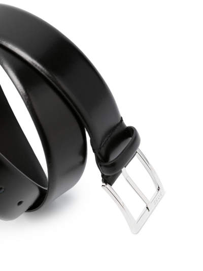 Shop Hugo Boss Logo-engraved Buckle Leather Belt In Black