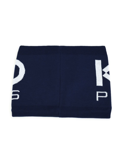 Shop Kenzo Intarsia Knit-logo Scarf In Blue