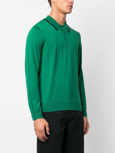 Shop Ps By Paul Smith Logo-embroidered Merino Wool Polo Shirt In Green