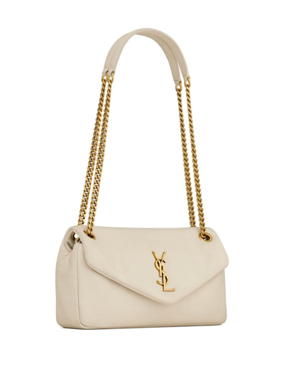 Shop Saint Laurent Small Puffer Shoulder Bag In Neutrals