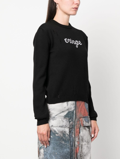 Gcds Cringe Sweater Distressed-effect Jumper In Black