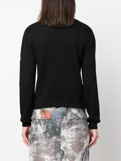 Shop Gcds Cringe Sweater Distressed-effect Jumper In Black