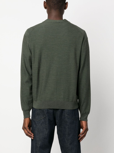 Shop Lemaire Mélange-effect Wool Blend Cardigan In Green