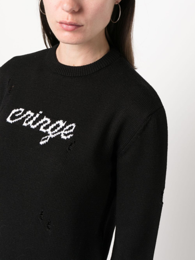 Shop Gcds Cringe Sweater Distressed-effect Jumper In Black