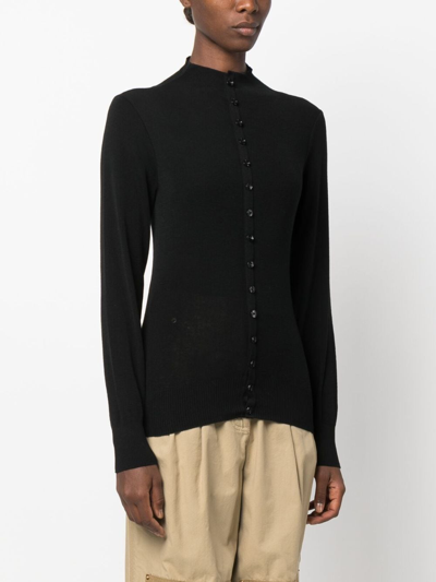 Lemaire Fitted Seamless Wool Cardigan In Black