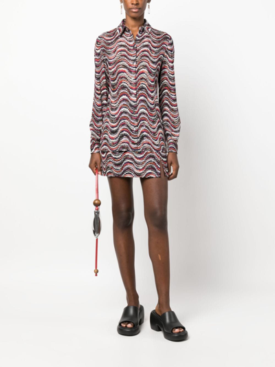 Shop Missoni Wavy-jacquard Fitted Miniskirt In Pink