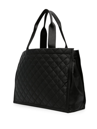 Shop Moschino Logo-plaque Quilted Tote Bag In Black
