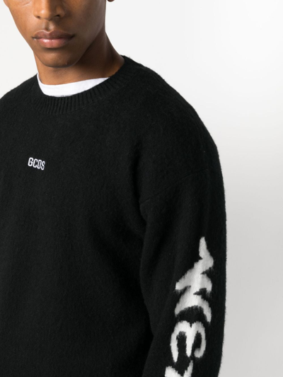 Shop Gcds Graffiti Brushed Sweater In Black