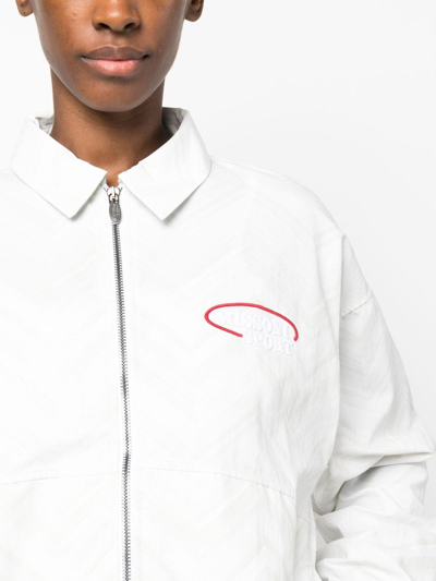 Shop Missoni Logo-embroidered Shirt Jacket In White