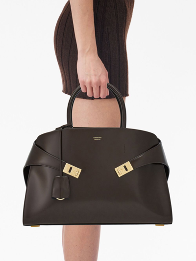 Shop Ferragamo Medium Hug Leather Tote Bag In Brown