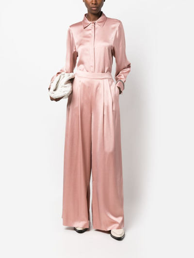 Shop Fabiana Filippi Bead-detailing Satin-finish Shirt In Pink