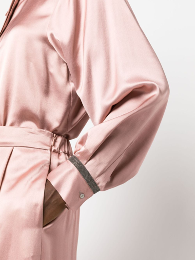 Shop Fabiana Filippi Bead-detailing Satin-finish Shirt In Pink