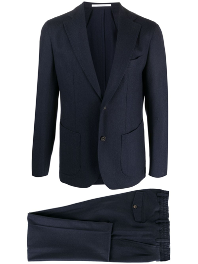 Shop Eleventy Single-breasted Wool Blend Suit In Blue