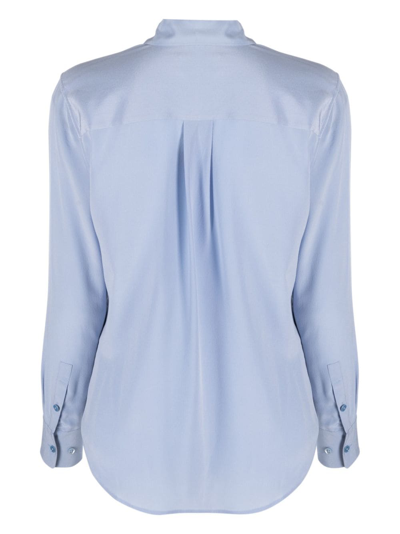 Shop Equipment Signature Long-sleeve Silk Shirt In Blue