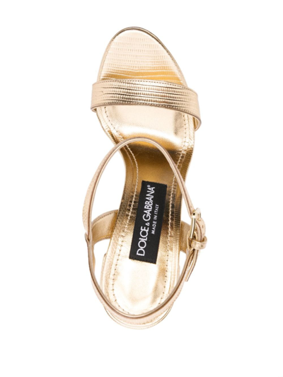 Shop Dolce & Gabbana 150mm Snakeskin Platform Sandals In Gold