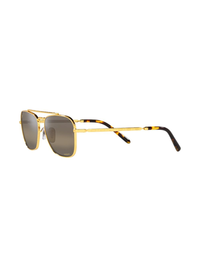 Ray Ban Rb3636 9196g5 Square Polarized Sunglasses In Gold