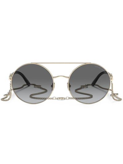 Shop Giorgio Armani Round-frame Tinted Sunglasses In Gold