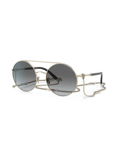 Shop Giorgio Armani Round-frame Tinted Sunglasses In Gold