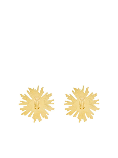 Shop Saint Laurent Sunburst Jade Earrings In Gold