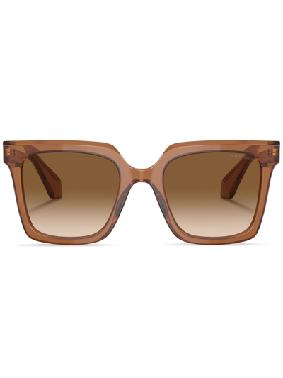 Shop Giorgio Armani Square-frame Gradient Sunglasses In Brown