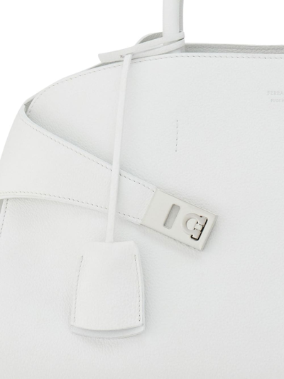 Ferragamo Medium Hug Leather Tote Bag In White