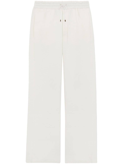 Shop Saint Laurent Drawstring Cotton Track Pants In White