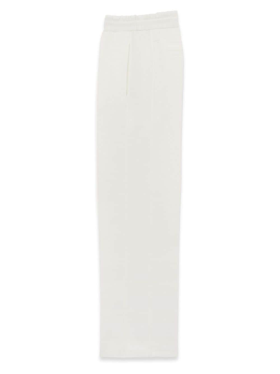 Shop Saint Laurent Drawstring Cotton Track Pants In White