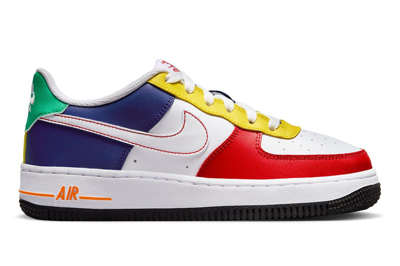 Pre-owned Nike Air Force 1 Low '07 Lv8 Rubik's Cube (gs) In University Red/deep Royal Blue/opti Yellow