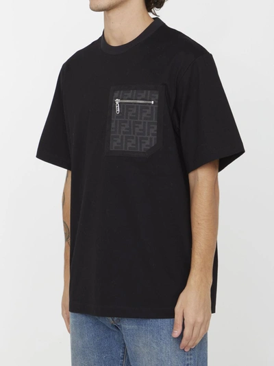 Shop Fendi Black Jersey T-shirt