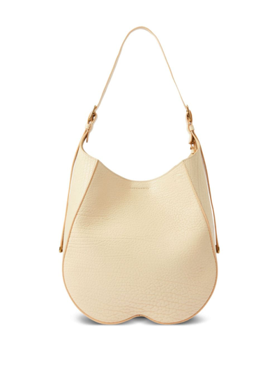 Shop Burberry Medium Chess Leather Shoulder Bag In Neutrals