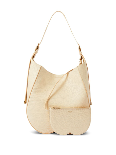 Shop Burberry Medium Chess Leather Shoulder Bag In Neutrals