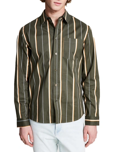 Shop And Now This Mens Striped Regular Fit Button-down Shirt In Green