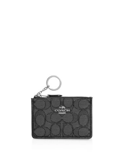 Shop Coach Mini Skinny Id Case In Signature Jacquard Boxed Set In Black Smoke/black/silver