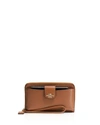 Coach Universal Pocket Phone Wallet In Smooth Leather Boxed Set In Saddle/light Gold