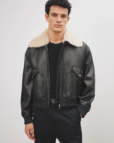Shop Nili Lotan Elias Leather Jacket In Black