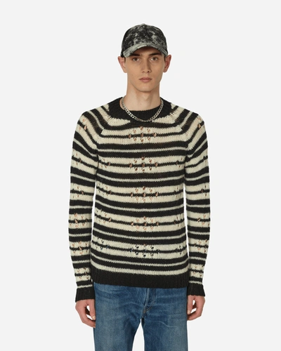 Shop Dries Van Noten Distressed Crewneck Sweater In Black