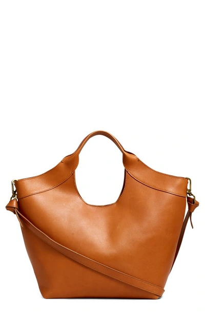Shop Madewell The Sydney Cutout Leather Tote In Brown