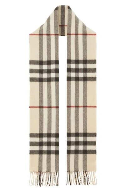 Burberry Cashmere Check Scarf In Stone | ModeSens