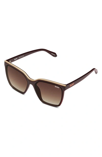 Shop Quay Level Up 51mm Square Sunglasses In Chocolate/ Brown Gradient
