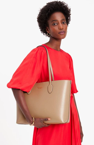 Kate Spade Large Bleecker Leather Tote In Timeless Taupe