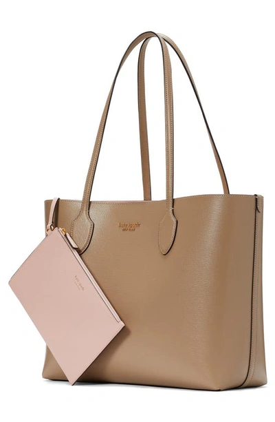 Shop Kate Spade Large Bleecker Leather Tote In Timeless Taupe