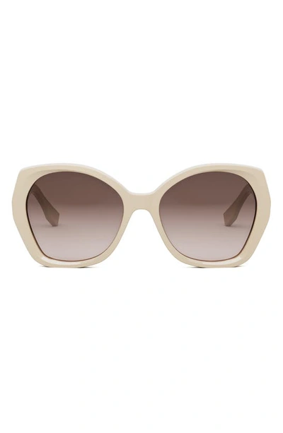 Shop Fendi The  Lettering 57mm Gradient Butterfly Sunglasses In Shiny Beige / Gradient Brown