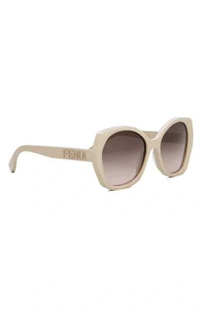 Shop Fendi The  Lettering 57mm Gradient Butterfly Sunglasses In Shiny Beige / Gradient Brown