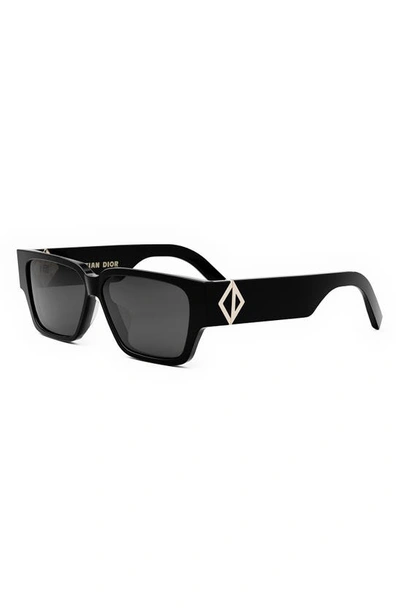 Shop Dior Cd Diamond S5i 56mm Geometric Sunglasses In Shiny Black / Smoke