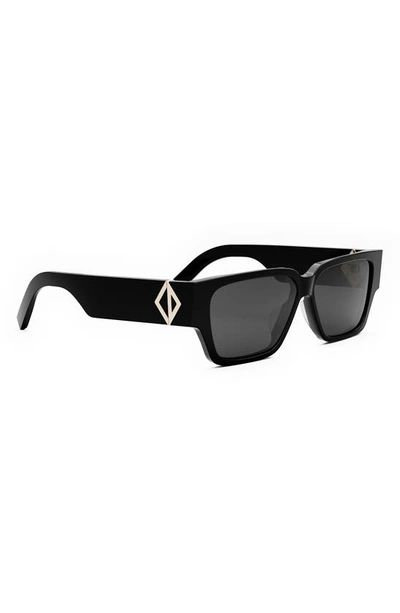 Shop Dior Cd Diamond S5i 56mm Geometric Sunglasses In Shiny Black / Smoke