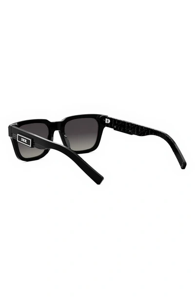 Shop Dior 'b23 S1i 53mm Rectangular Sunglasses In Shiny Black / Smoke Polarized