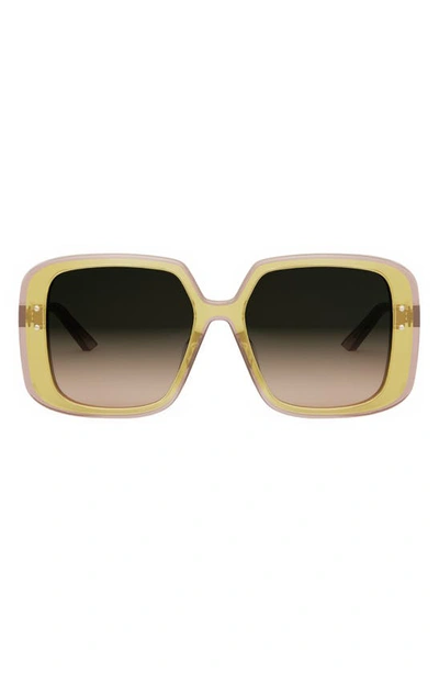 Shop Dior ‘highlight S3f 56mm Square Sunglasses In Shiny Yellow / Gradient Green