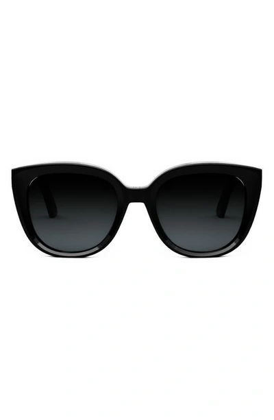 Shop Dior ‘midnight R1i 54mm Butterfly Sunglasses In Shiny Black / Gradient Smoke