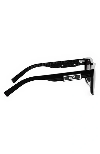Shop Dior ‘b23 S2f 53mm Polarized Square Sunglasses In Shiny Black / Smoke Polarized